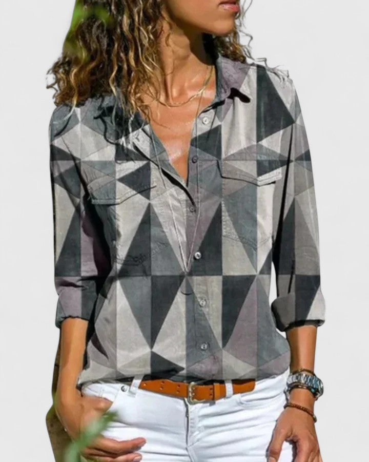 EMILY – INDIGO BLOOM BUTTON BLOUSE