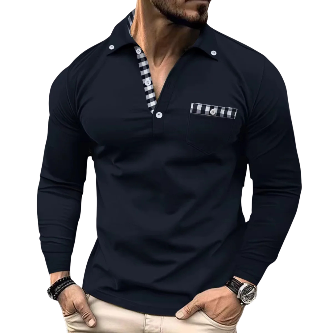 Armand - Elegant Men's Polo Shirt With Check Details