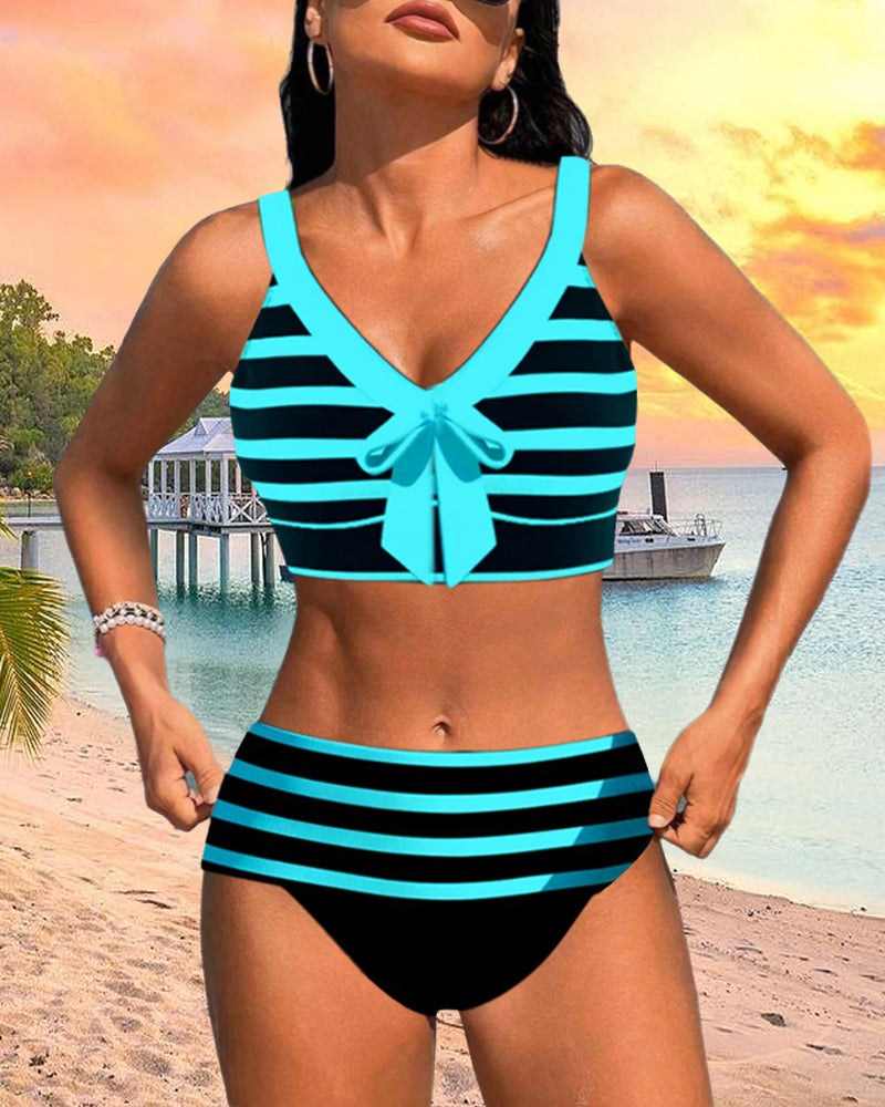 Calya | Striped High-Waisted Bikini