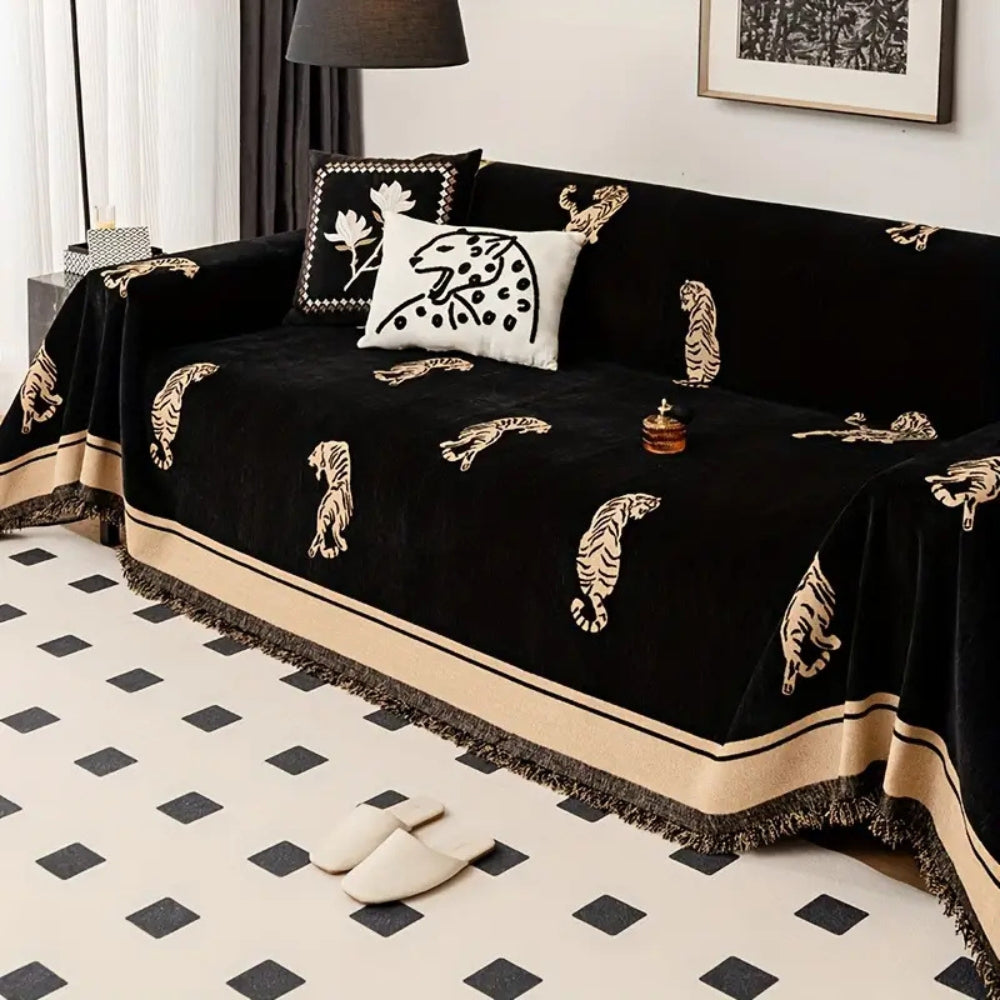 BowLift | Safari Tiger Chenille Sofa Cover