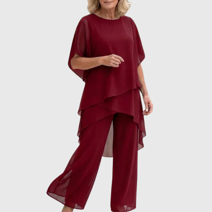 Linda | Suit with draped palazzo pants