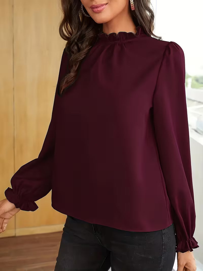 Aurelija - Blouse With Ruffle Collar And Puff Sleeves
