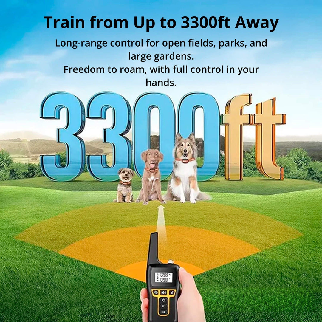 Azura | 1000m Waterproof Dog Training Collar | Rechargeable, Remote Control & Adjustable for Small, Medium, and Large Dogs
