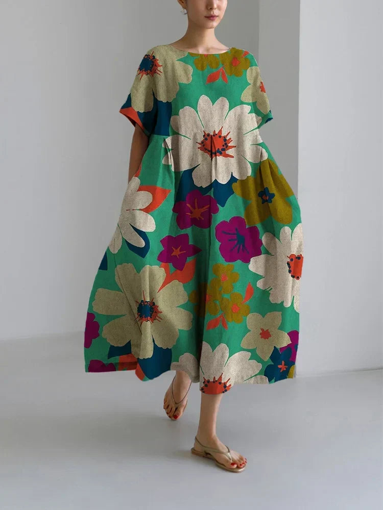 Yvette - Loose Comfortable Floral Midi Dress