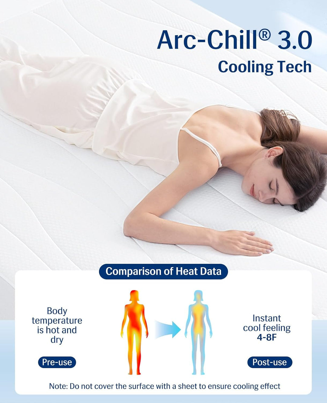 Cooling Mattress Pad King, Upgraded 3.0 + PCM Cooling Washable Mattress Protector for Hot Sleepers, White | Azura