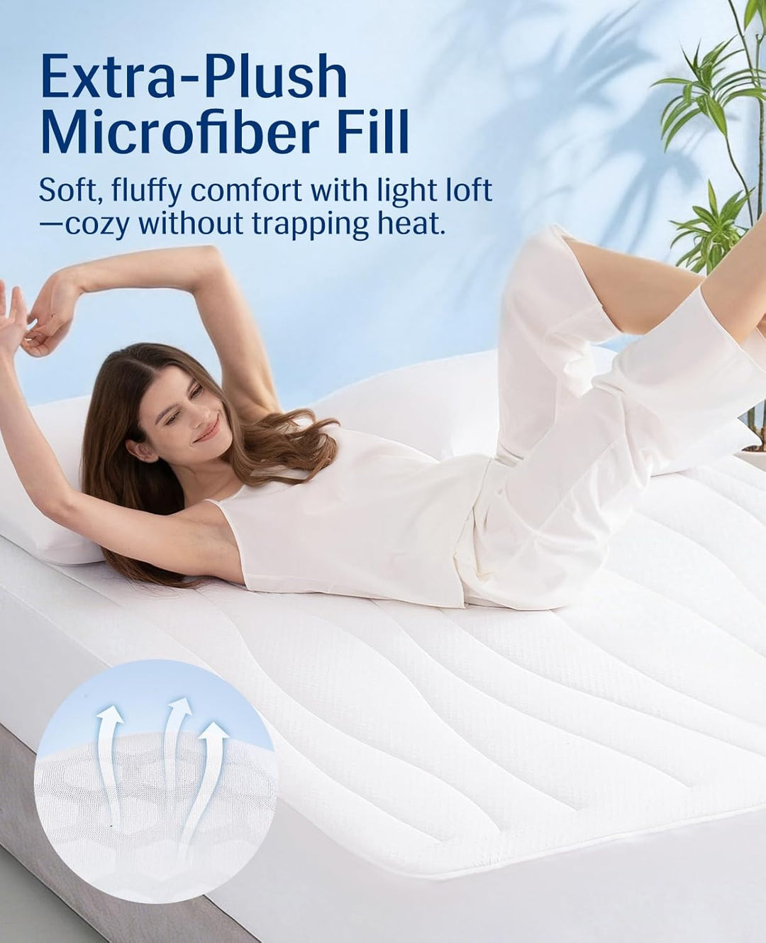 Cooling Mattress Pad King, Upgraded 3.0 + PCM Cooling Washable Mattress Protector for Hot Sleepers, White | Azura