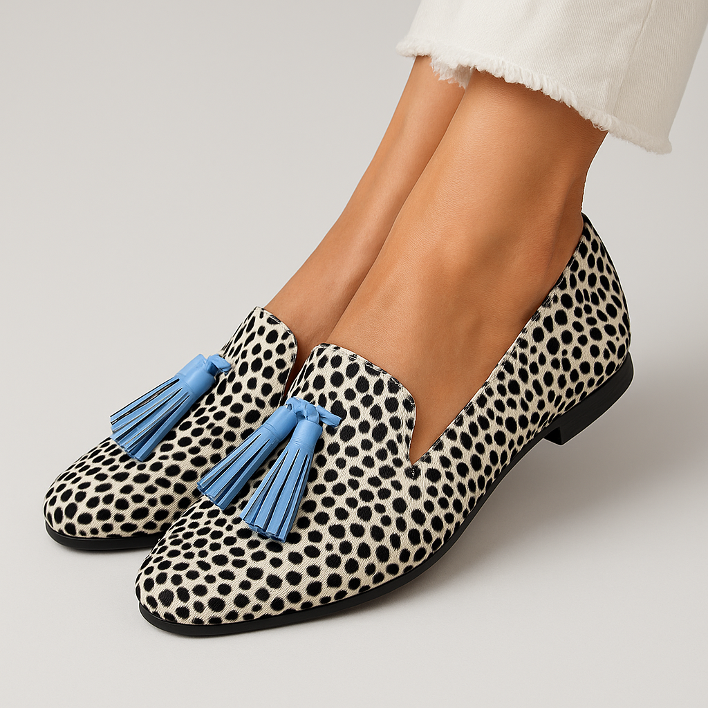 CAMILLA – PLAYFUL CHARM POLKA TASSEL LOAFERS