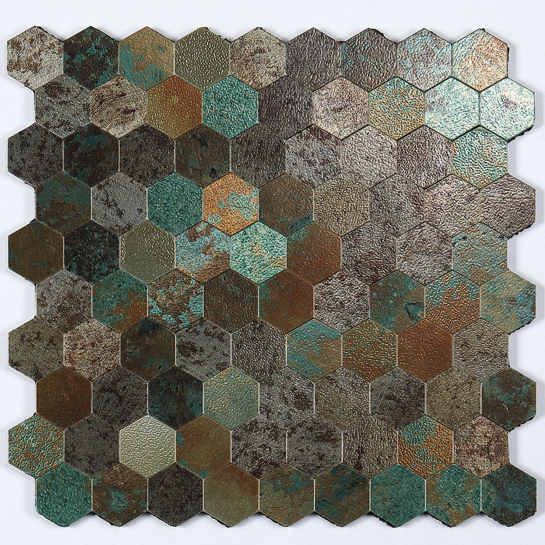 Azura | Modern Tile-Peel & Stick Metal Mosaic Tile Hexagon Peel & Stick Subway Tile