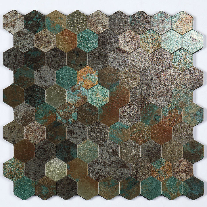 Azura | Modern Tile-Peel & Stick Metal Mosaic Tile Hexagon Peel & Stick Subway Tile