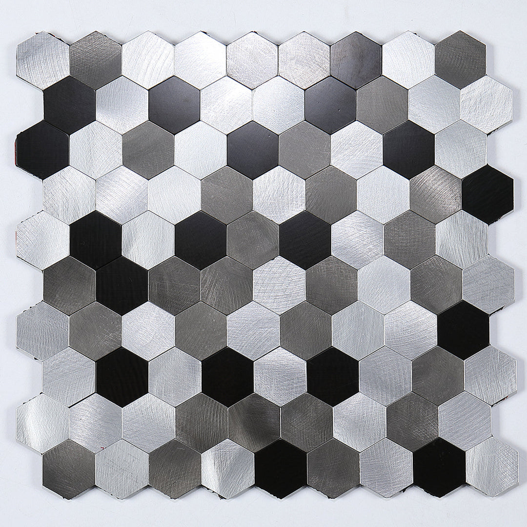 Azura | Modern Tile-Peel & Stick Metal Mosaic Tile Hexagon Peel & Stick Subway Tile