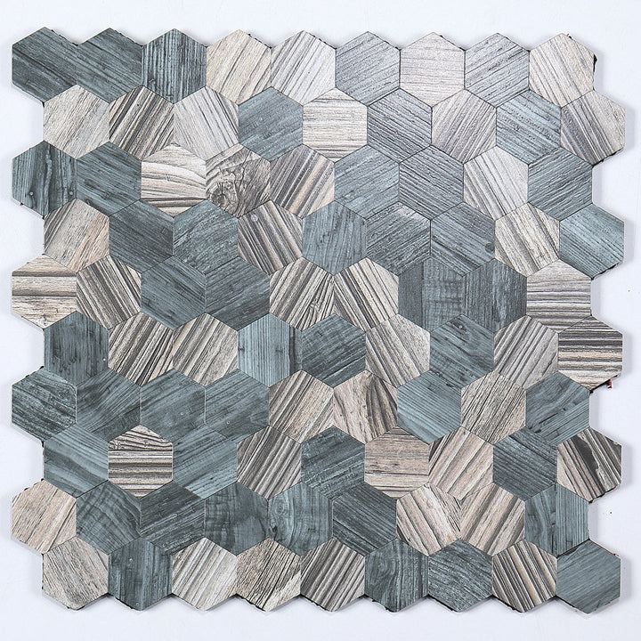 Azura | Modern Tile-Peel & Stick Metal Mosaic Tile Hexagon Peel & Stick Subway Tile