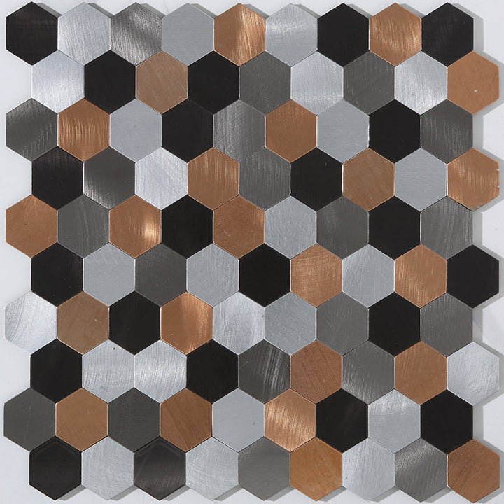 Azura | Modern Tile-Peel & Stick Metal Mosaic Tile Hexagon Peel & Stick Subway Tile