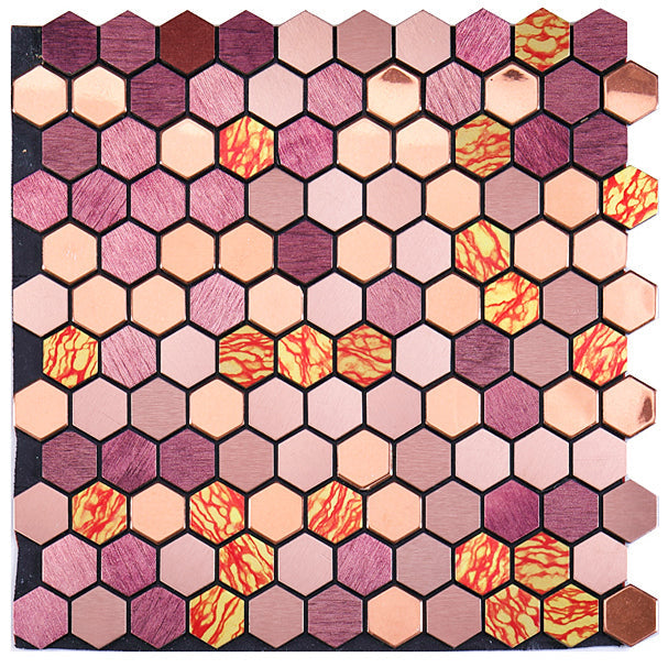 Azura | Modern Tile-Peel & Stick Metal Mosaic Tile Hexagon Peel & Stick Subway Tile