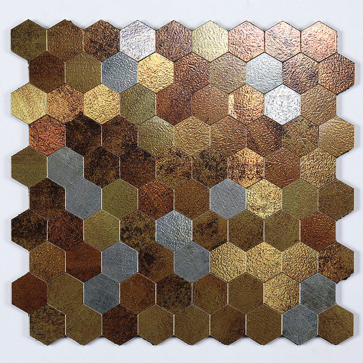 Azura | Modern Tile-Peel & Stick Metal Mosaic Tile Hexagon Peel & Stick Subway Tile