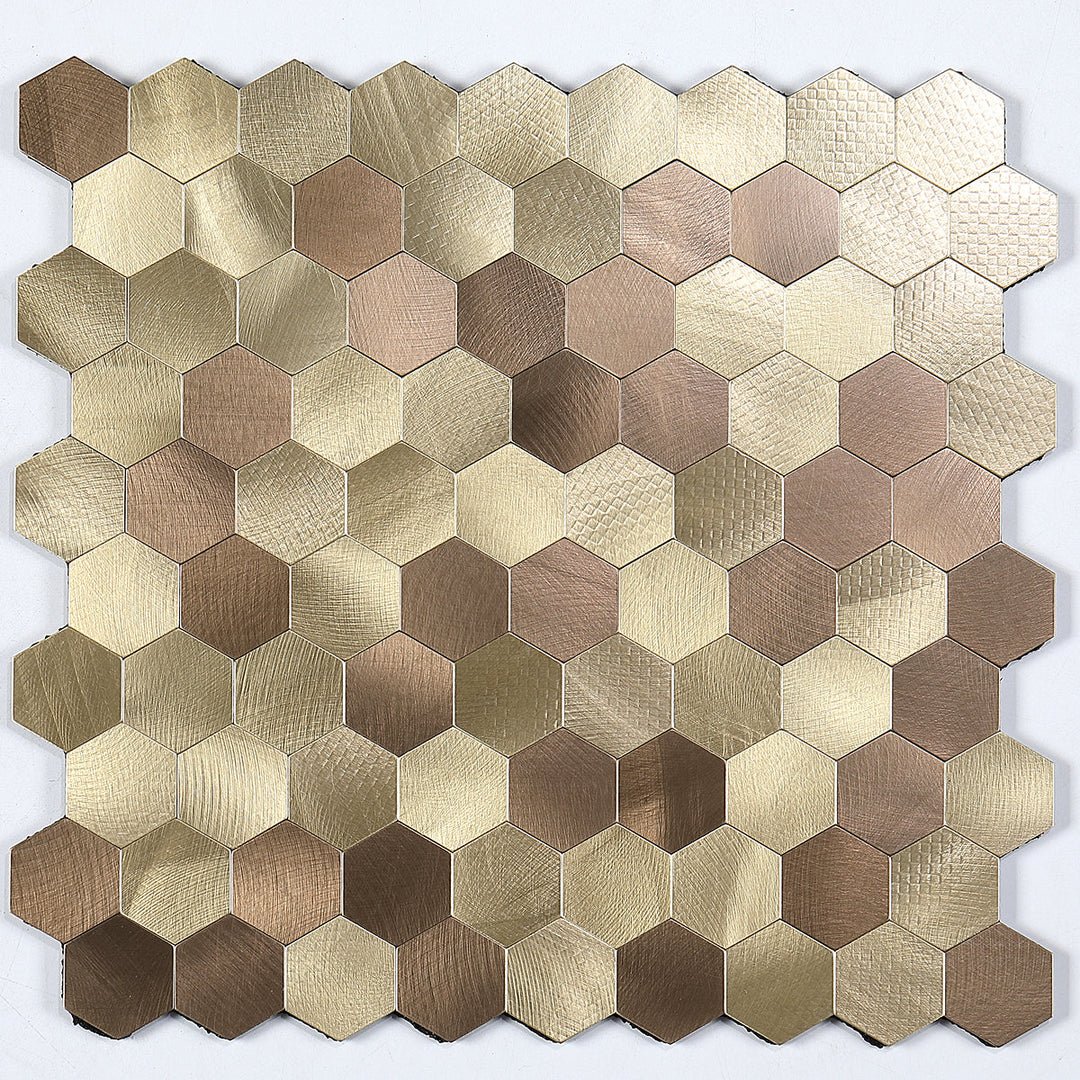 Azura | Modern Tile-Peel & Stick Metal Mosaic Tile Hexagon Peel & Stick Subway Tile