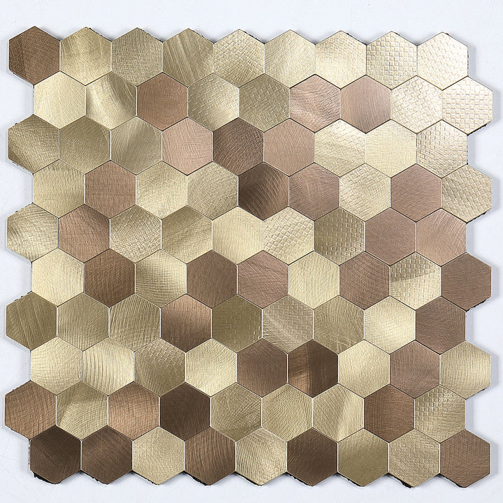 Azura | Modern Tile-Peel & Stick Metal Mosaic Tile Hexagon Peel & Stick Subway Tile