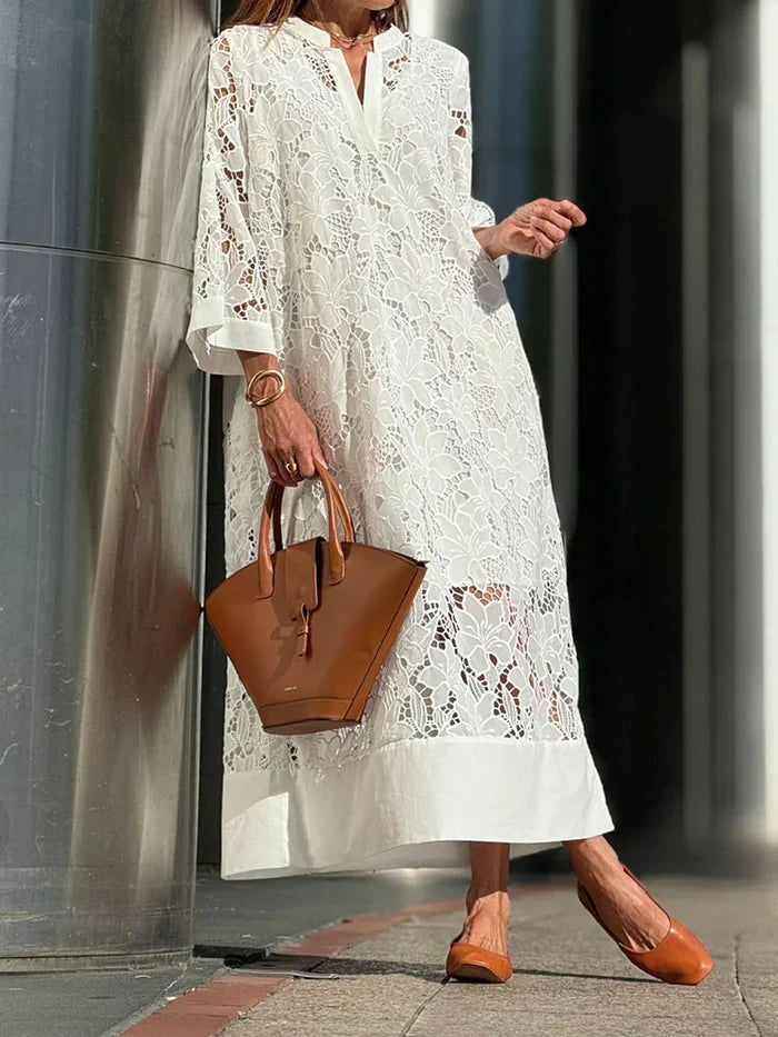 ALINA – ELEGANT LACE WHITE DRESS