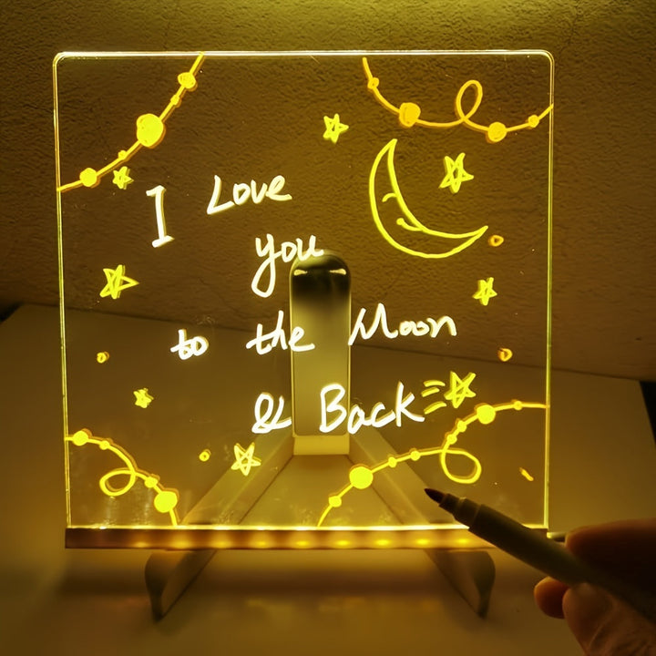 Azura | USB LED Noteboard with 12 Colored Pens - Bright Message Board for Office & Home