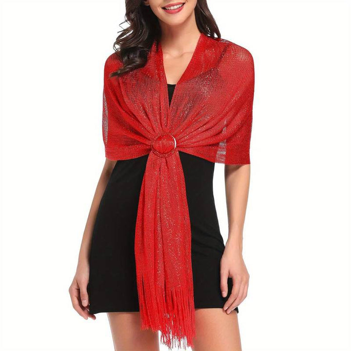 Shoshana - Elegant Decorative Shawl Lace Tassel With Metallic Scarves