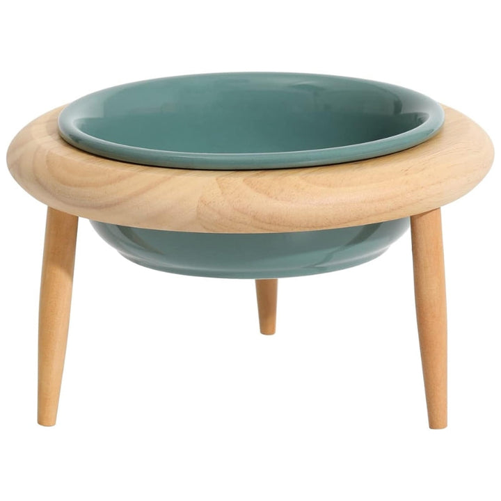 Azura | Misha Ceramic Elevated Cat Bowl with Wooden Stand