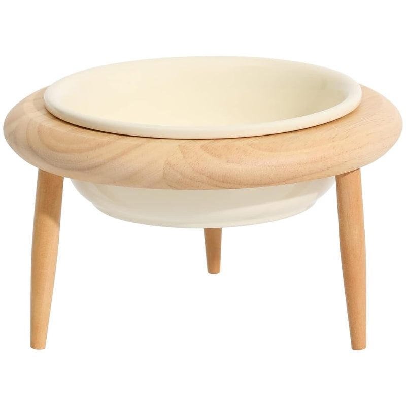 Azura | Misha Ceramic Elevated Cat Bowl with Wooden Stand