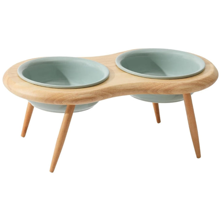 Azura | Misha Ceramic Elevated Cat Bowl with Wooden Stand
