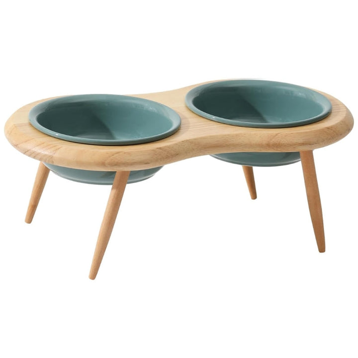 Azura | Misha Ceramic Elevated Cat Bowl with Wooden Stand