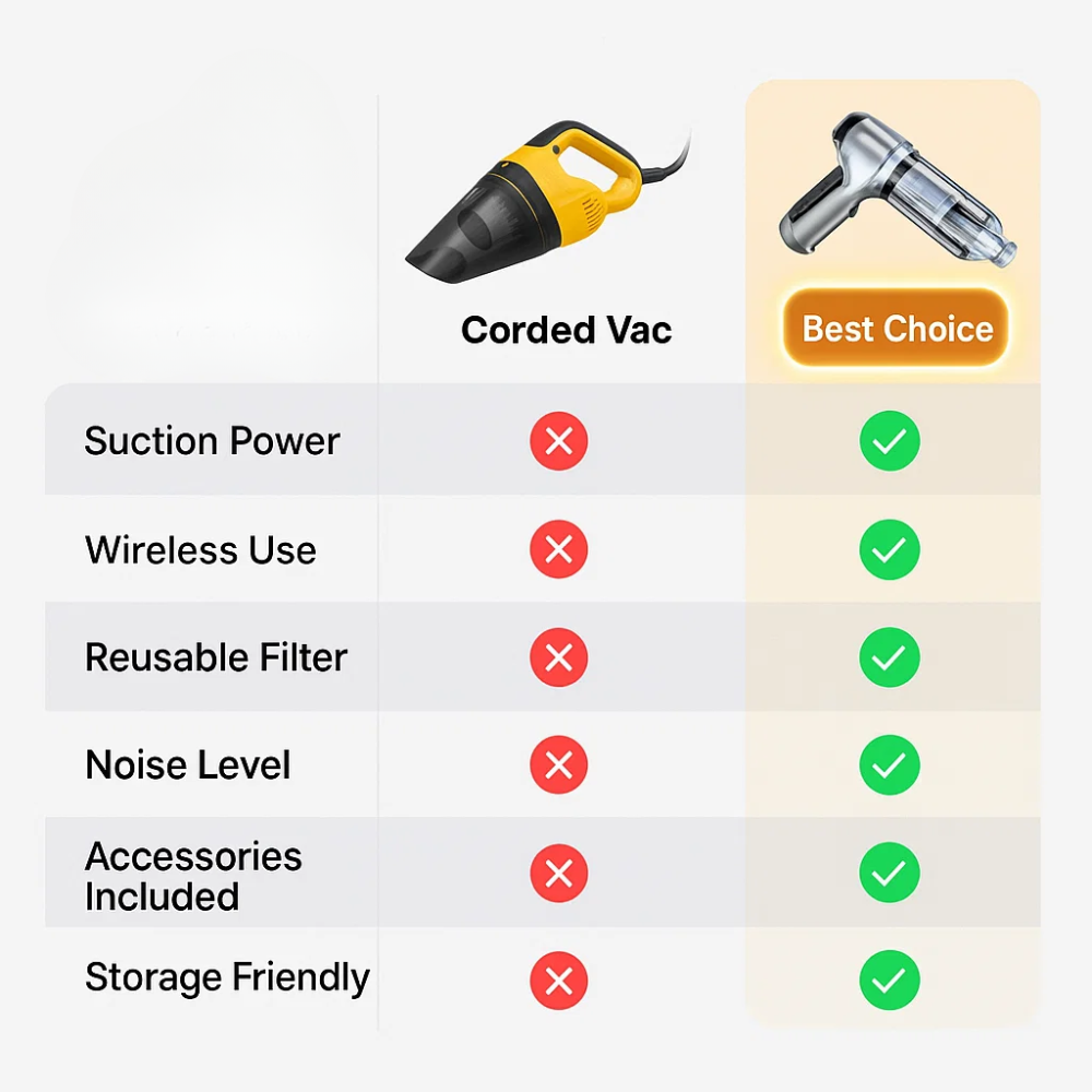 Azura | Car Vacuum Cleaner - Powerful and Compact Car Vac for Quick Cleaning