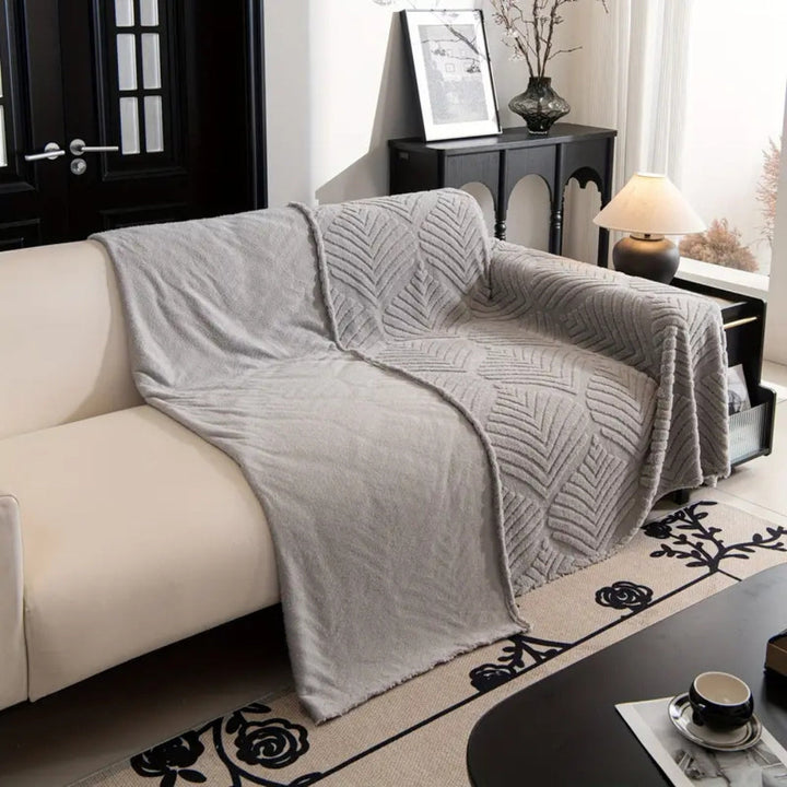 BowLift | Herringbone Leaf Design Fleece Sofa Cover