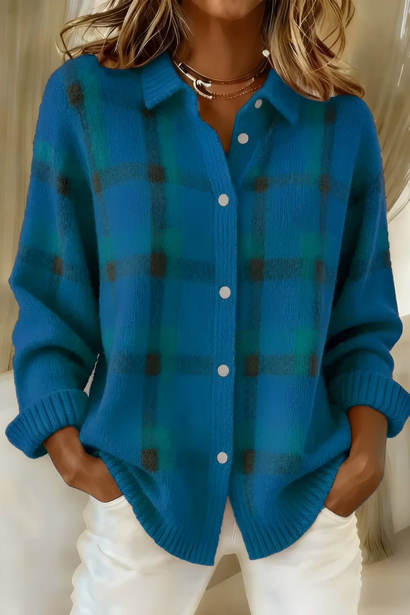 Anna™ | Soft Knitted, Checkered Cardigan
