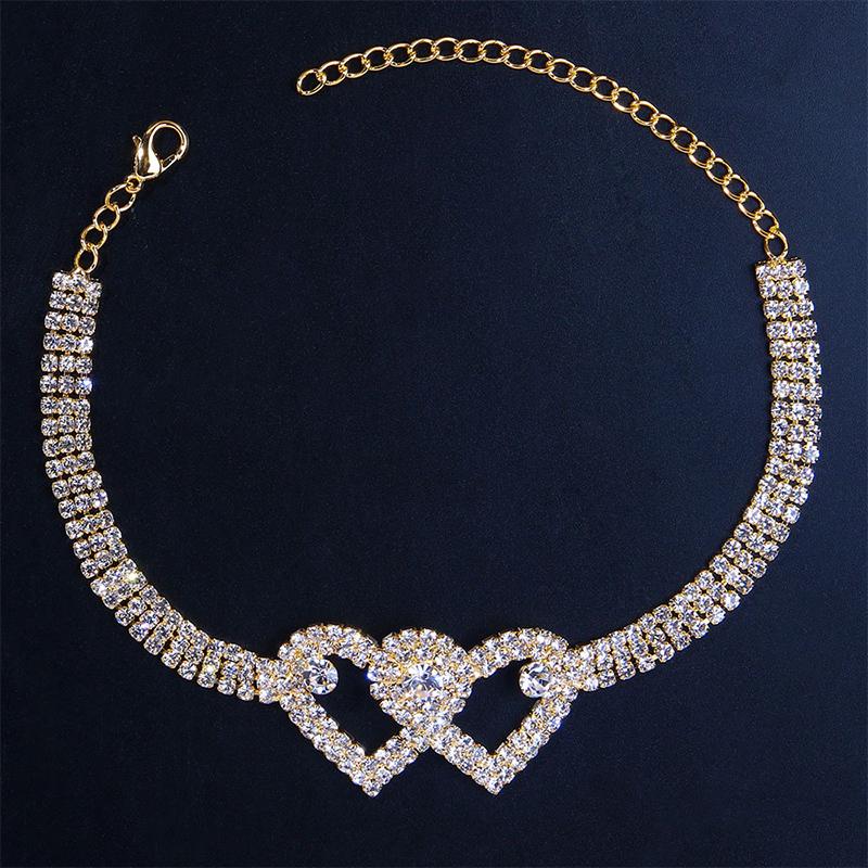 Azura | Fashion Rhinestone Double Heart Anklet