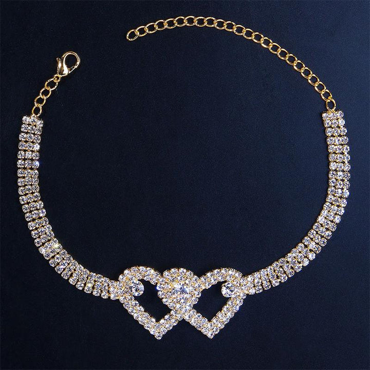Azura | Fashion Rhinestone Double Heart Anklet