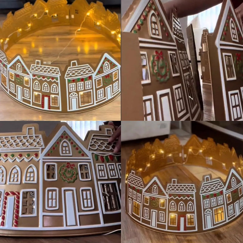 Azura | LED Gingerbread House Christmas Tree Collar Tree Skirt