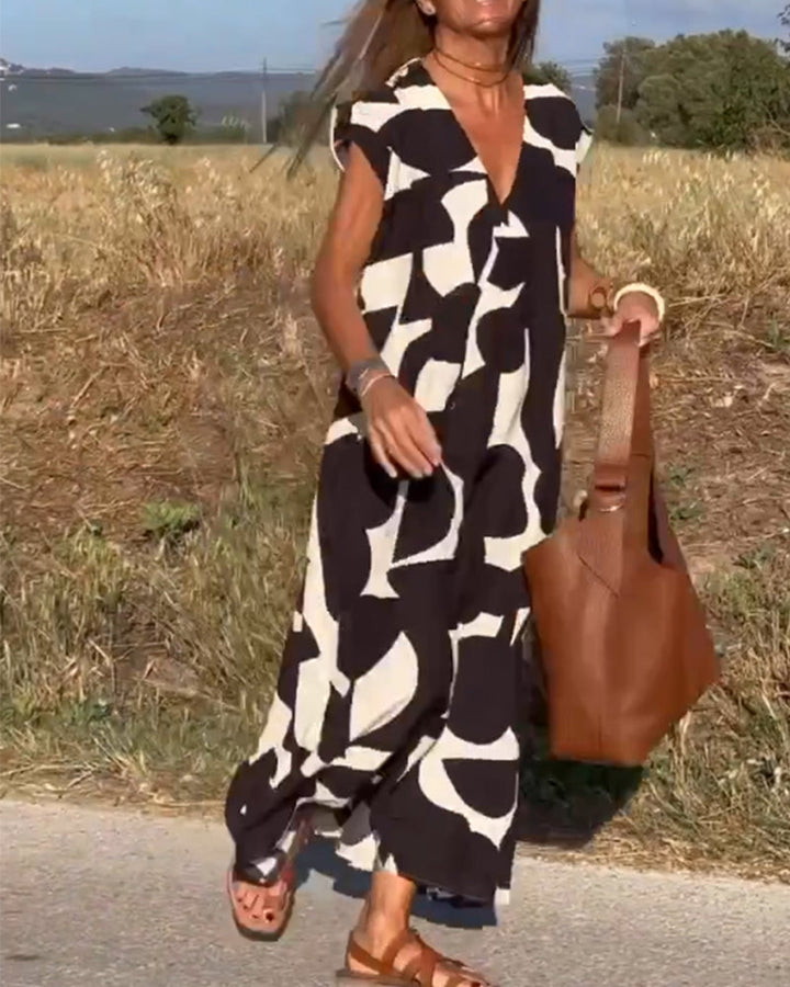 Lauren | Abstract Sleeveless Swing Dress