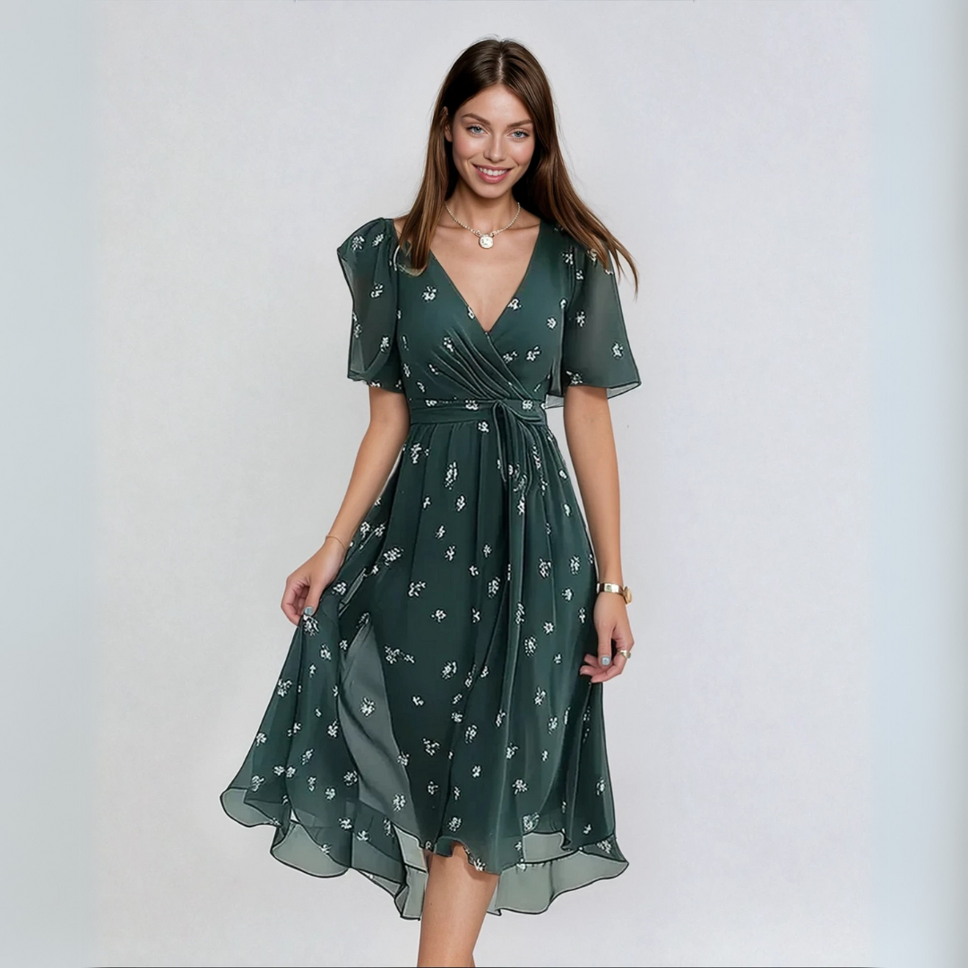 Lina™ | Elegant Short Sleeve Dress