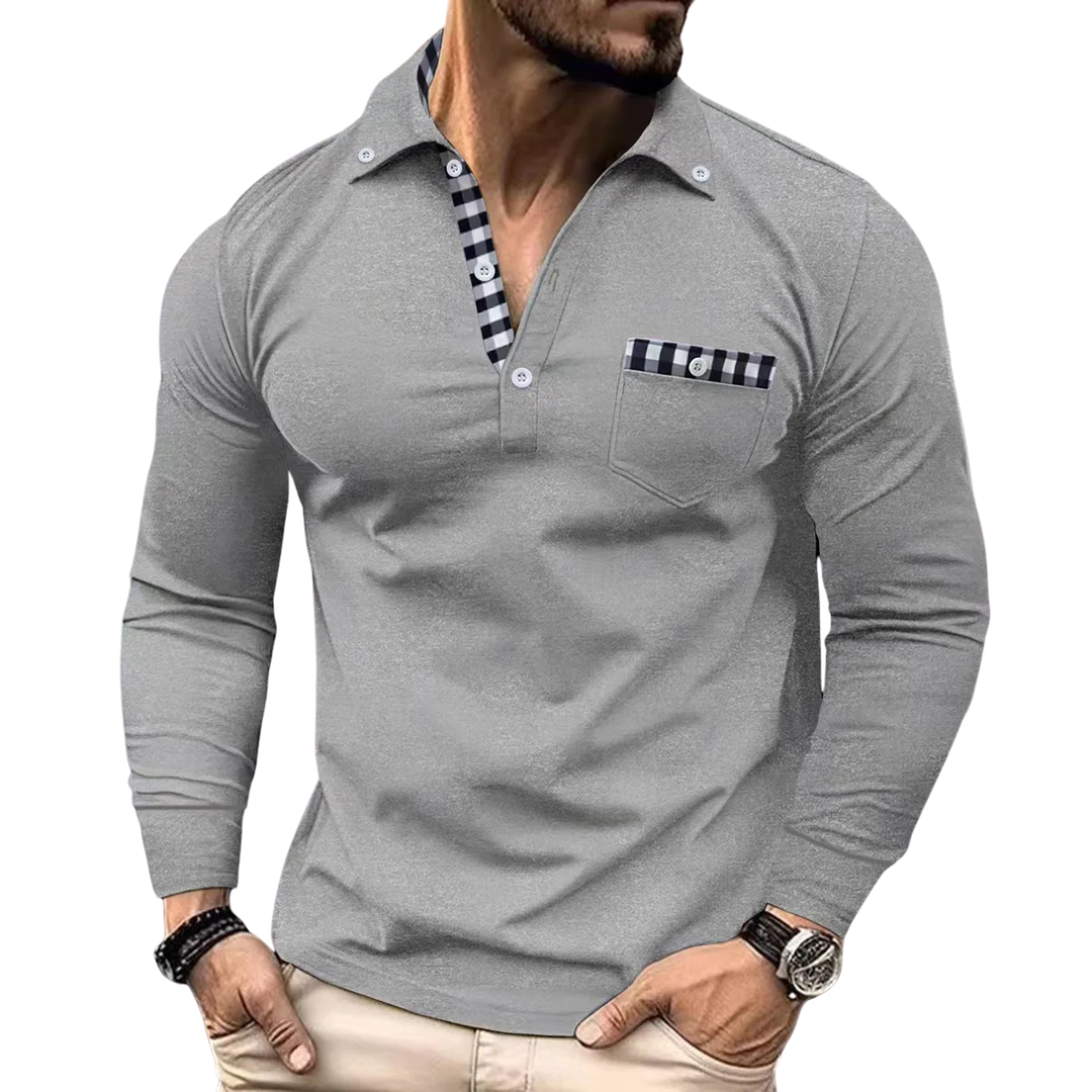 Armand - Elegant Men's Polo Shirt With Check Details