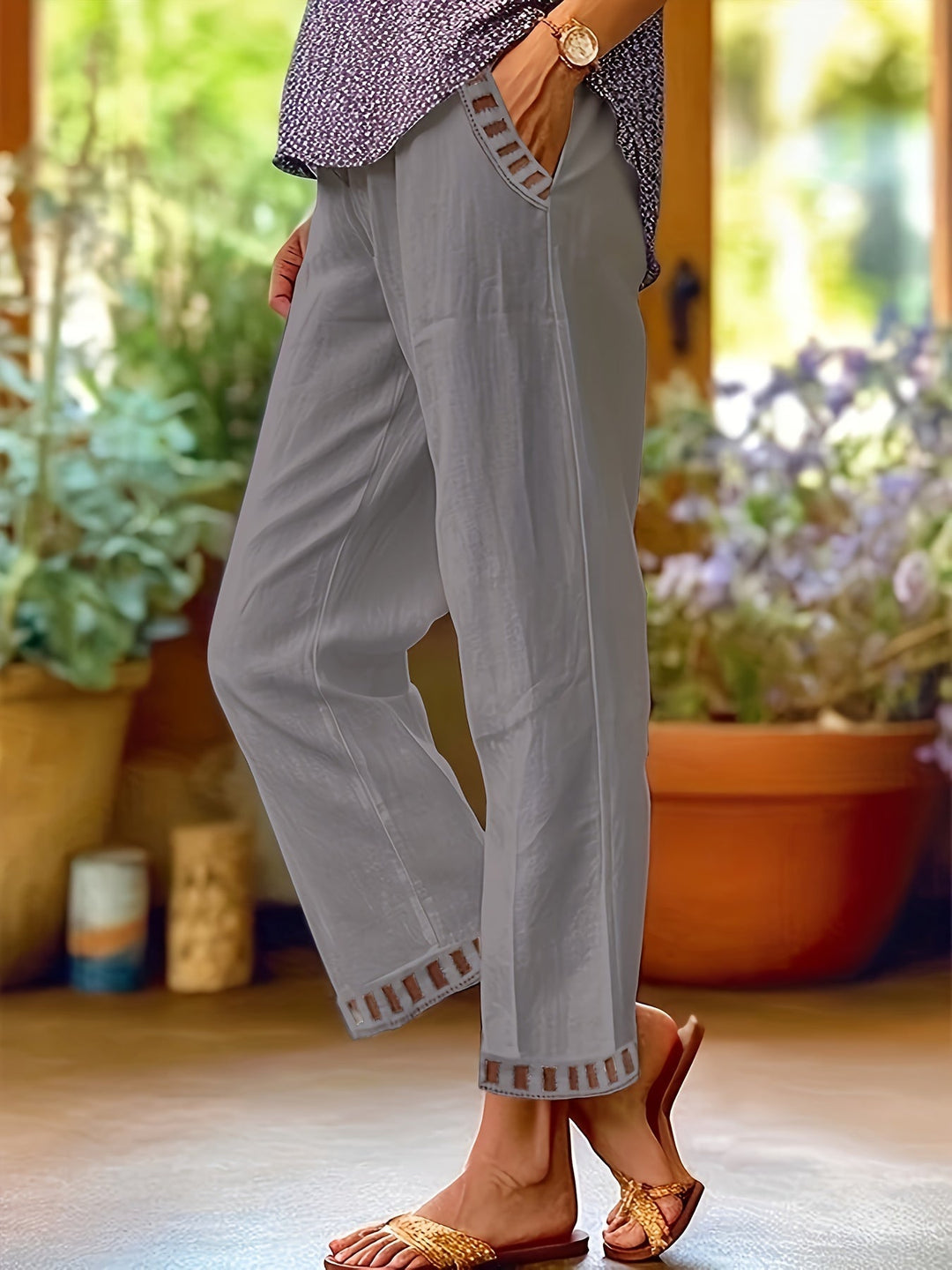Wren – Relaxed Contrast Trim Cropped Pants