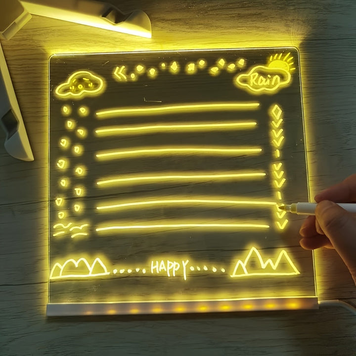 Azura | USB LED Noteboard with 12 Colored Pens - Bright Message Board for Office & Home