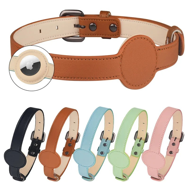Edouard Collar – Luxe Dog Collar with Airtag Azura