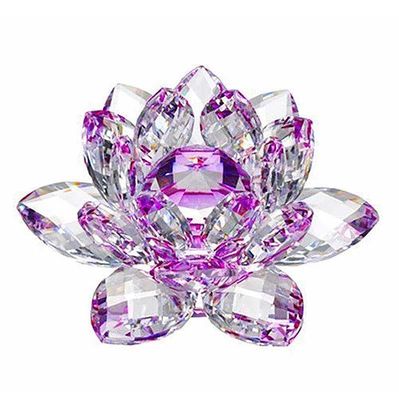 BowLift | 80Mm Quartz Crystals Lotus Flower Crafts Glass Fengshui Ornaments Healing Crystals Home Party Wicca Decor Yoga Gifts Souvenir