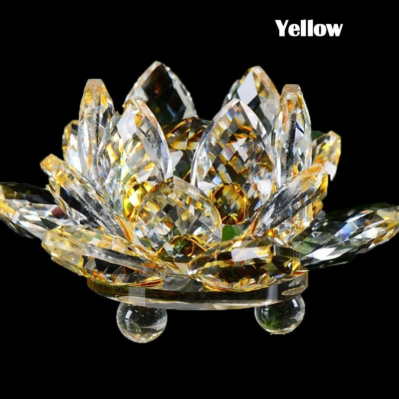 BowLift | 80Mm Quartz Crystals Lotus Flower Crafts Glass Fengshui Ornaments Healing Crystals Home Party Wicca Decor Yoga Gifts Souvenir