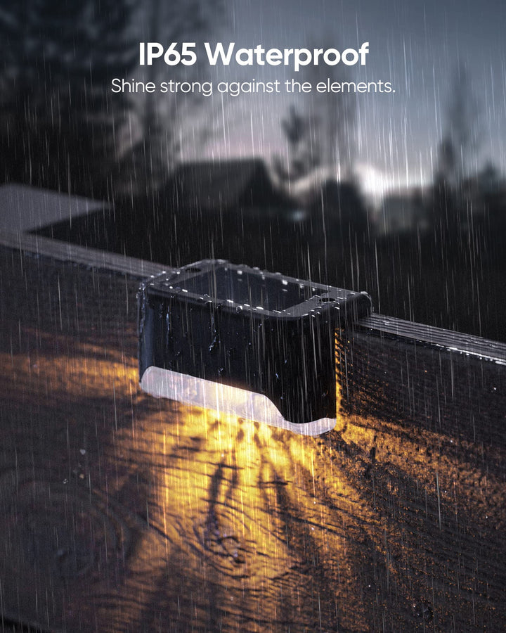 Azura | 16 Pack Solar Deck Light - Weatherproof LED Fence Light for Garden, Terrace, Stairs, Black