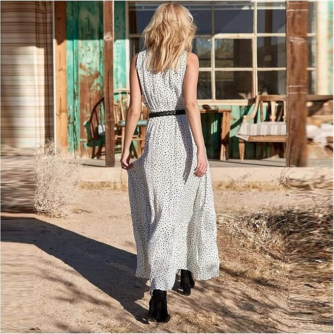 Ismena - Boho Polka Dot Maxi Dress