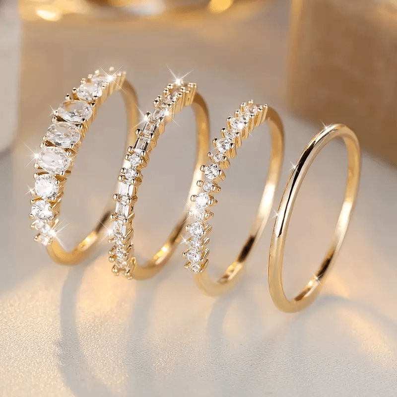 14k Golden Zirconia Stacking Rings