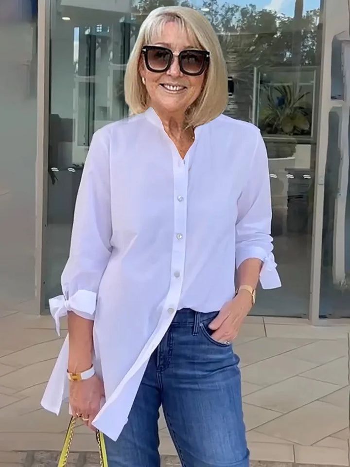 Elliora - Gathered Back Cotton Shirt Jacket