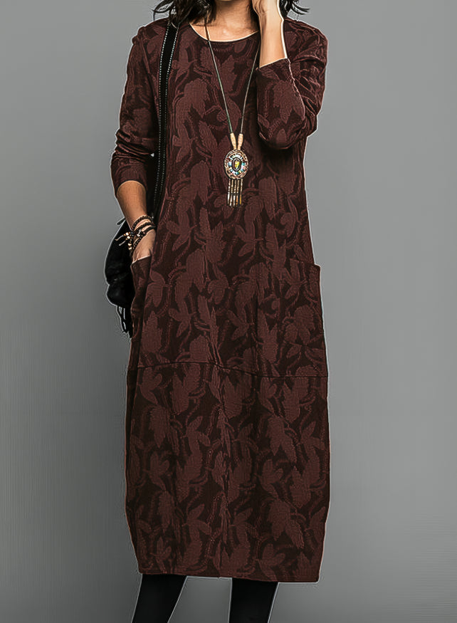 BRIDGET – RELAXED LEAF-TEXTURED MIDI DRESS