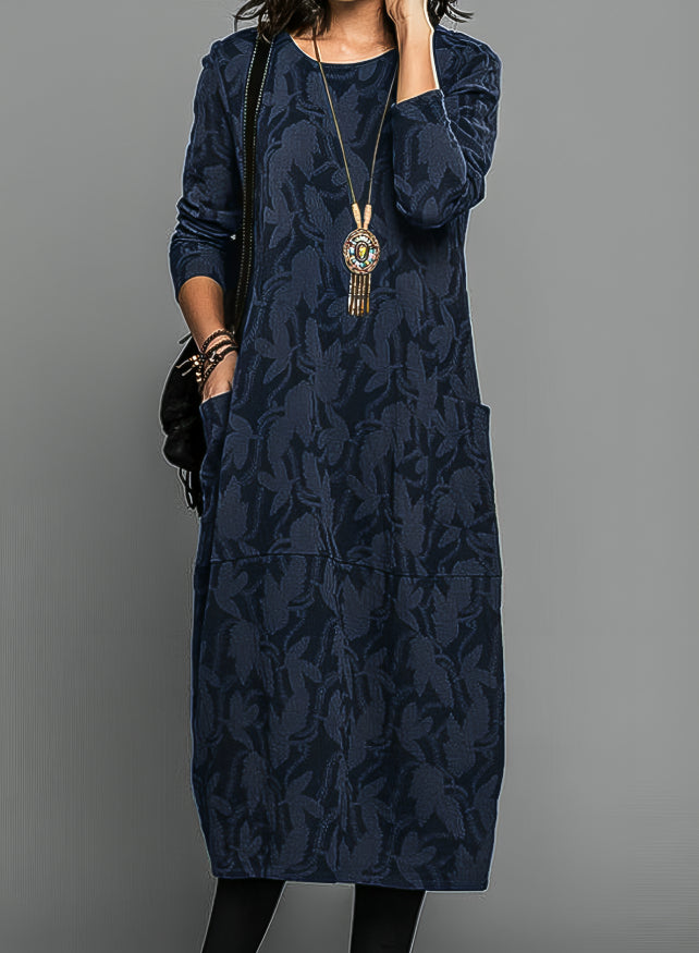 BRIDGET – RELAXED LEAF-TEXTURED MIDI DRESS