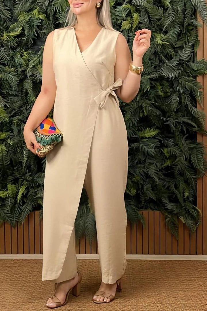 KAELANI – WOMEN'S CASUAL V-NECK CROSS STRAP JUMPSUIT