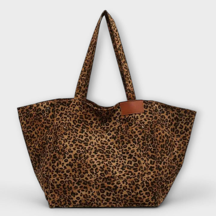 Elegant Leopard Print Canvas Shoulder Bag