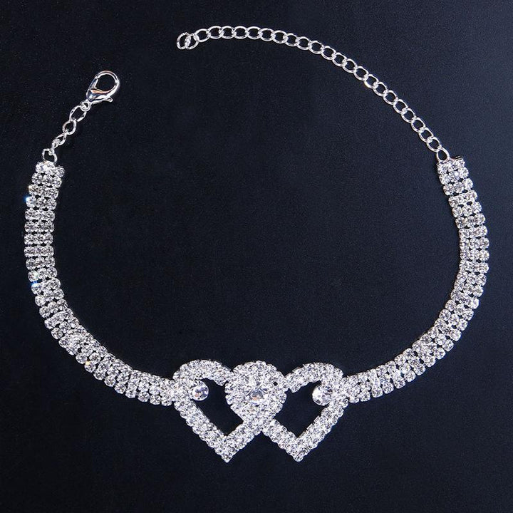 Azura | Fashion Rhinestone Double Heart Anklet